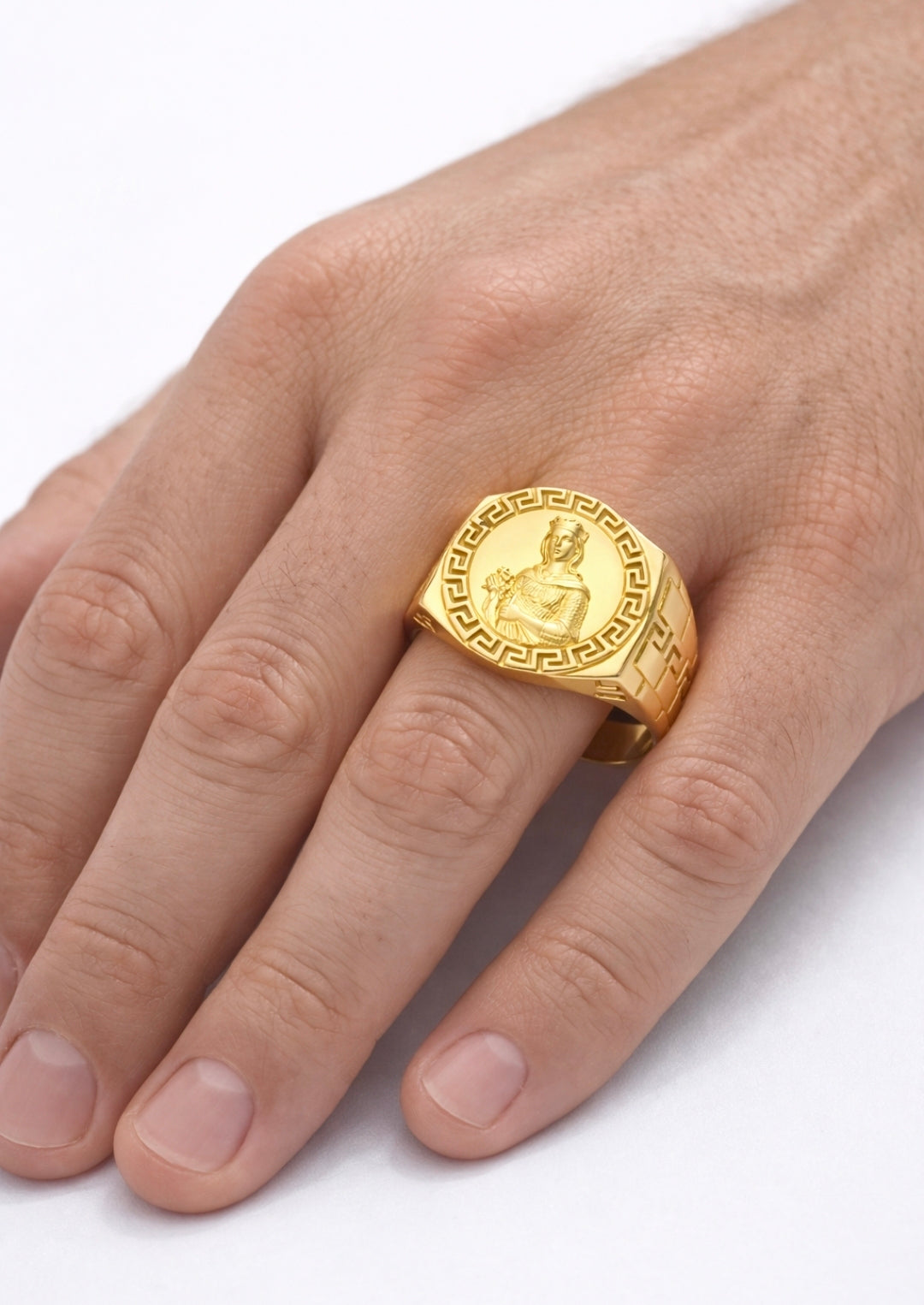 10KT GREEK SILHOUETTE FRAME SANTA BARBARA RING  Size 10 Weigth 5.5GR