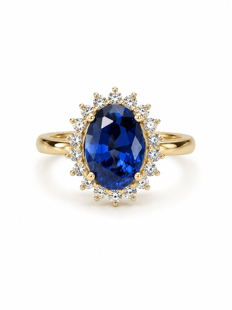 14KT LAB GROWN SHAPIRE & DIAMOND PROMISE RING Size 7