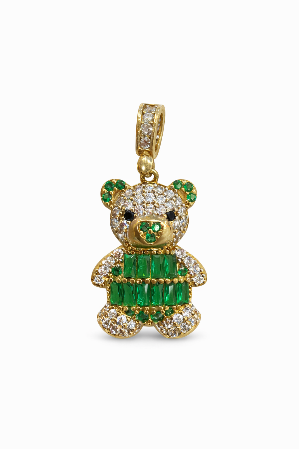 10KT GREEN BAGUETTE BEAR PENDANT Size SMALL Weigth 2.1GR