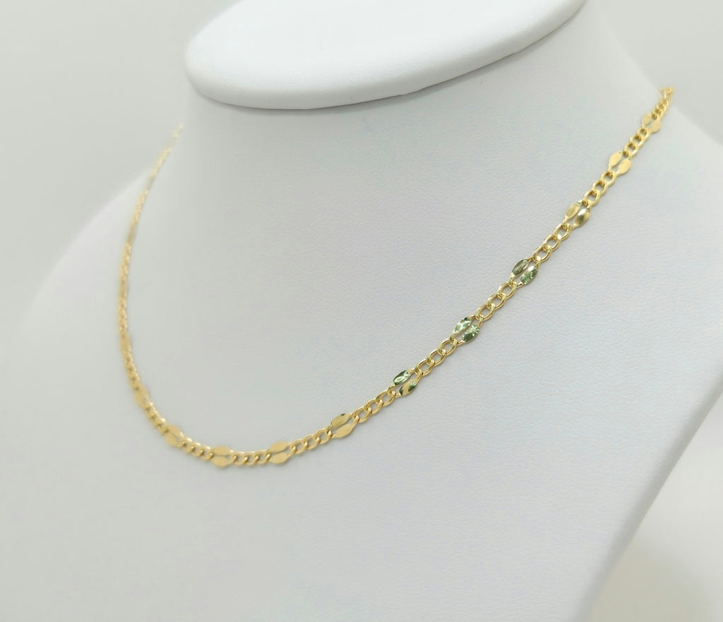 10KT HOLLOW MIRRIOR CURB CHAIN Size 24INCH 2.5MM Weight 2.8GR