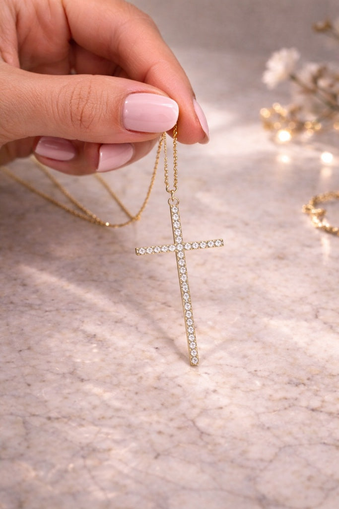 10KT CZ CROSS CHAIN Size 16INCH Weigth 2.2GR