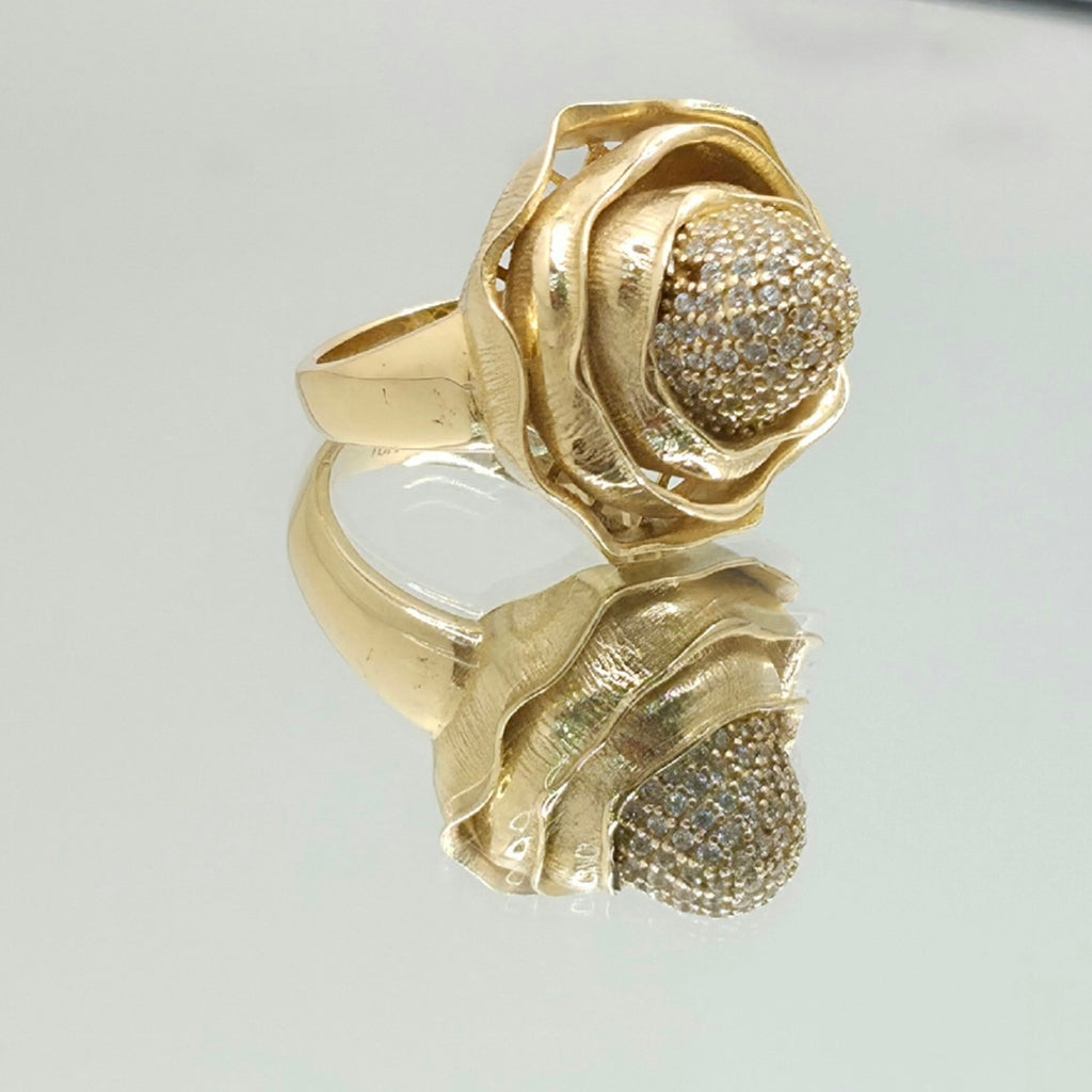 14KT VINTAGE CZ ROSE RING Size 7 Weight 8.1GR