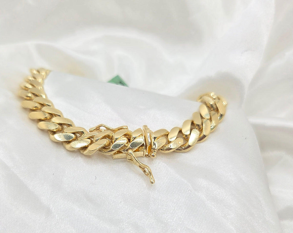 14KT SOLID MIAMI CUBAN BRACELET Size 8INCH 10MM Weight 60.5GR