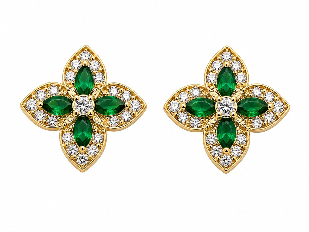 10KT CZ COLOR FLOWER EARRINGS Size
