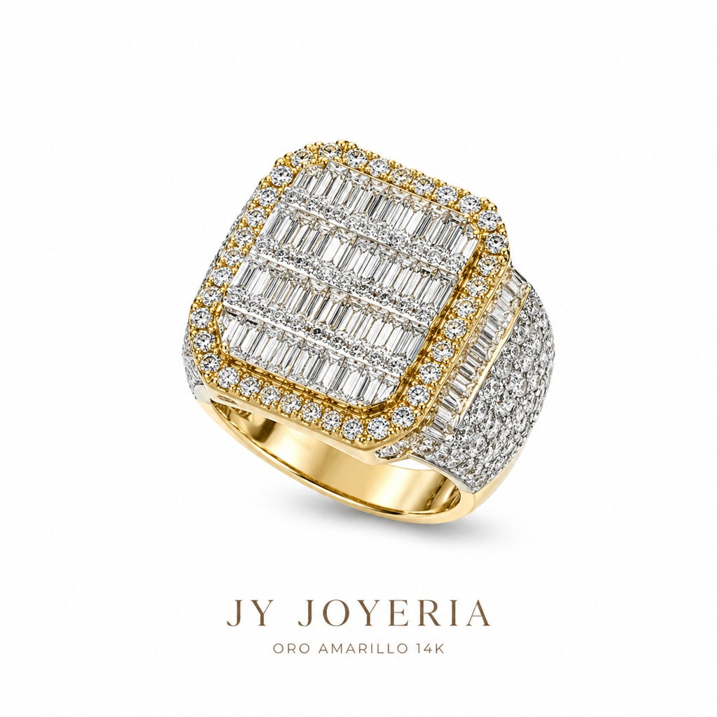 14KT YG BAGUETTE CLUSTER RING Size 10.5  Weigth 11.3GR
