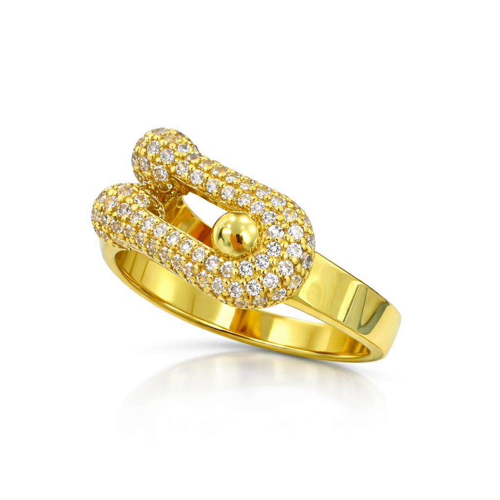 14KT EXOTIC FULL CZ AND BALL RING SIZE 8.5 Weight 2.8GR