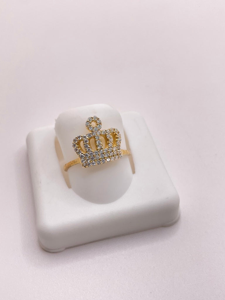 10KT DELICATE KING CROWN RING WITH ZIRCONIA INSIDE Size 6 Weight 1.71GR