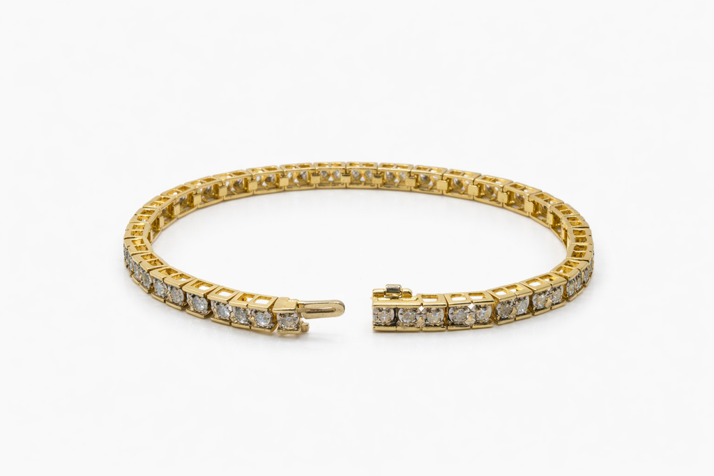 14KT VINTAGE DESIGN YELLOW GOLD AND DIAMOND WOMAN'S BRACELET Size 7INCH Weight 19.5GR