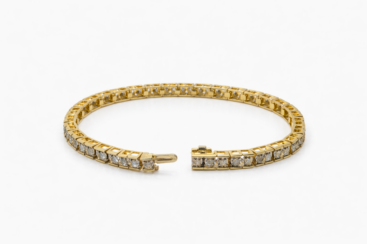 14KT VINTAGE DESIGN YELLOW GOLD AND DIAMOND WOMAN'S BRACELET Size 7INCH Weight 19.5GR