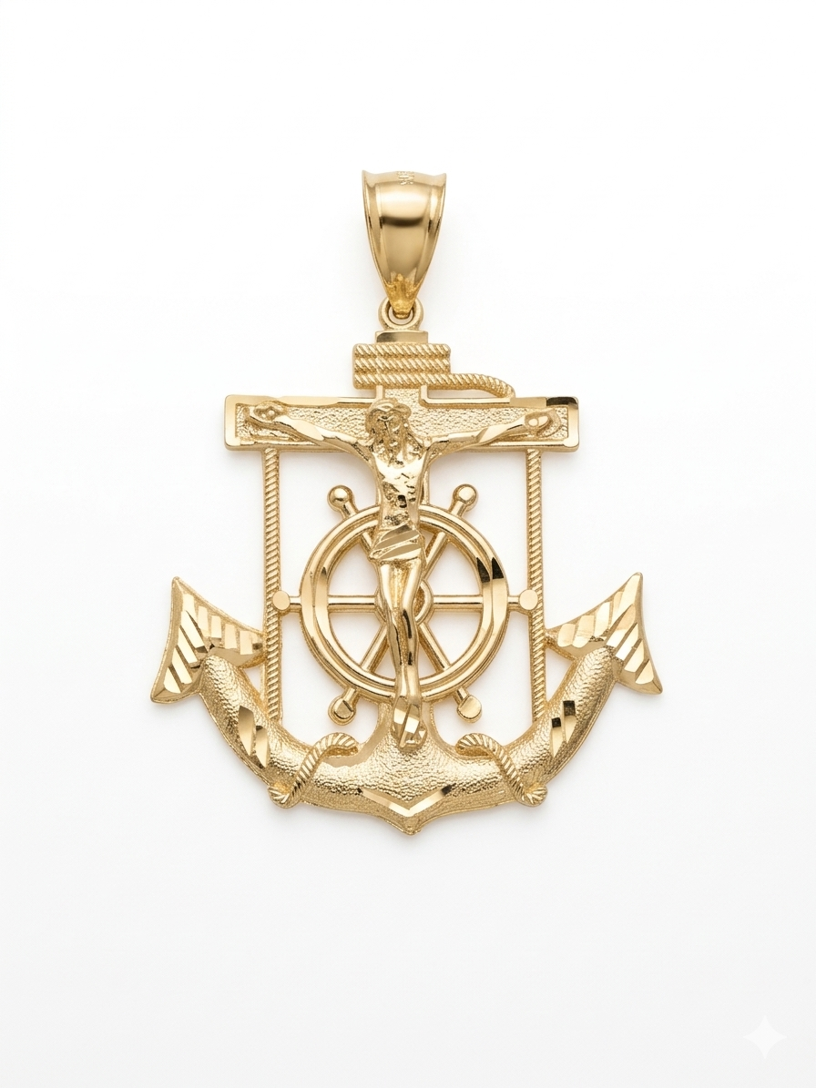 10KT YELLOW GOLD ANCHOR PENDANT Size MEDIUM Weigth 6.6GR