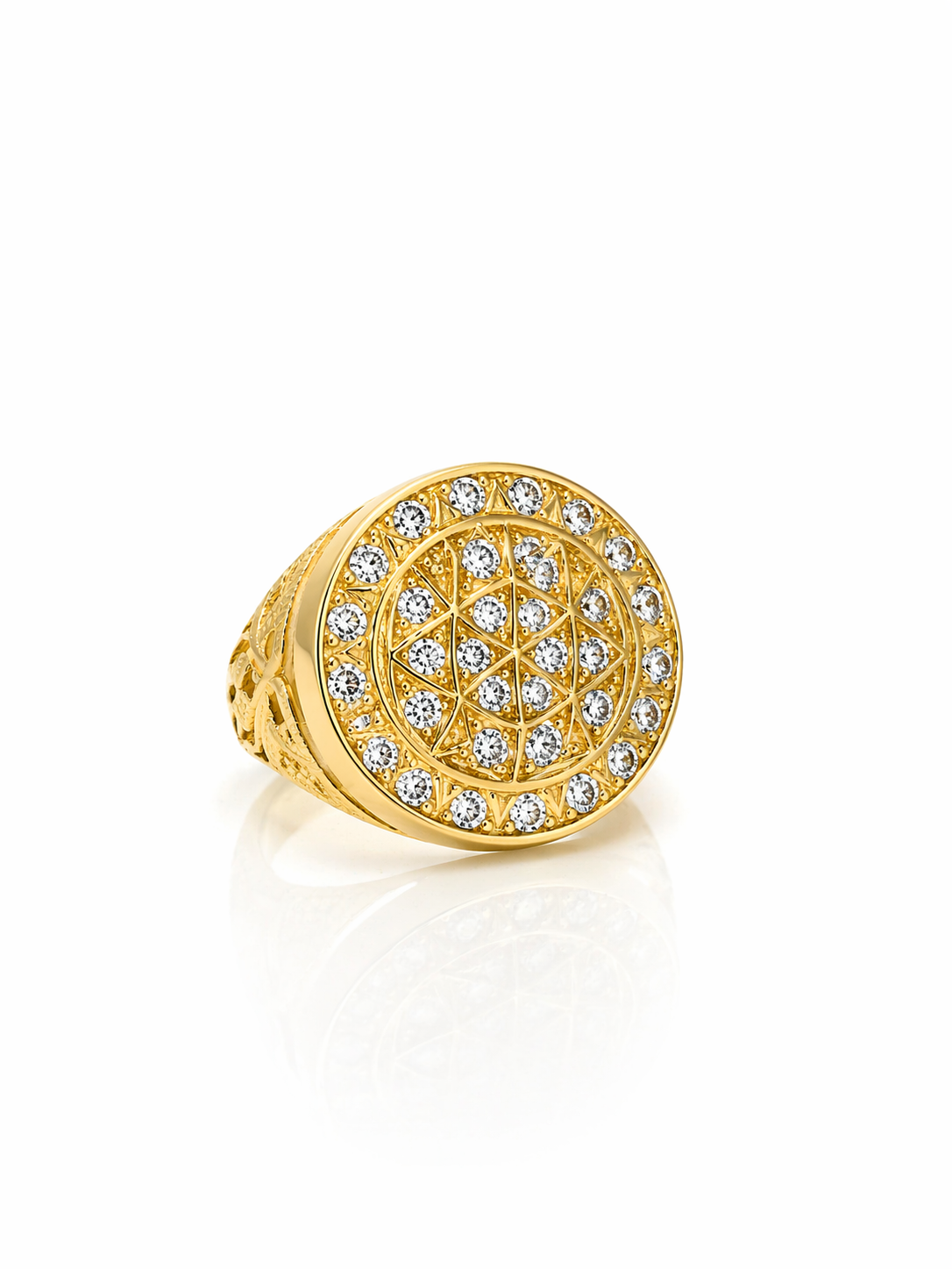 10KT MODERN AND EXOTIC ROUND ROSETTA RING Size 10-11 Weigth 6GR
