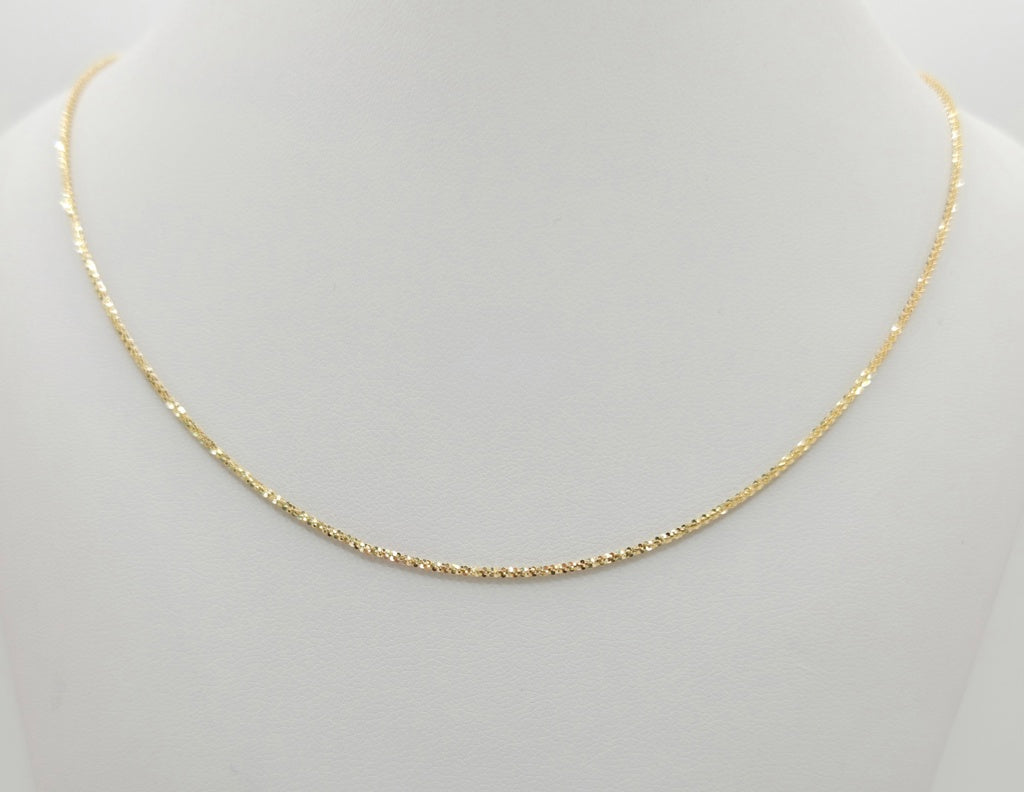 10KT SHINY WHEAT CHAIN Size 1MM 18INCH Weight 1.5GR