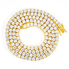 925 14KT GOLD PLATED 11CTW MOISSANITE TENNIS CHAIN Size 18INCH 3MM