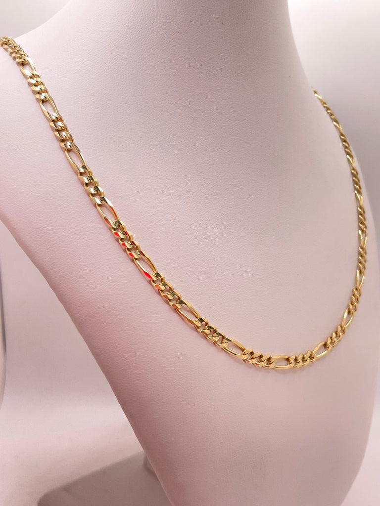 10KT FIGARO CHAIN 24INCH 4MM