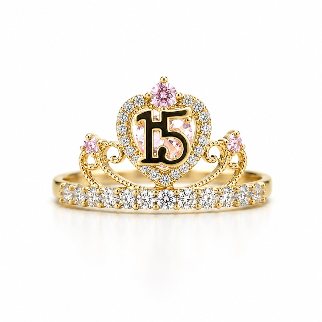 10KT 15ANERA PINK CROWN RING Size 8 Weigth 2.7GR