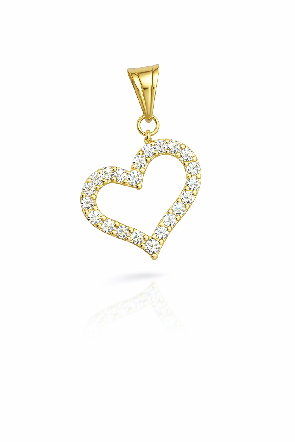 14KT CZ HEART PENDANT Size SMALL Weigth 1.3GR