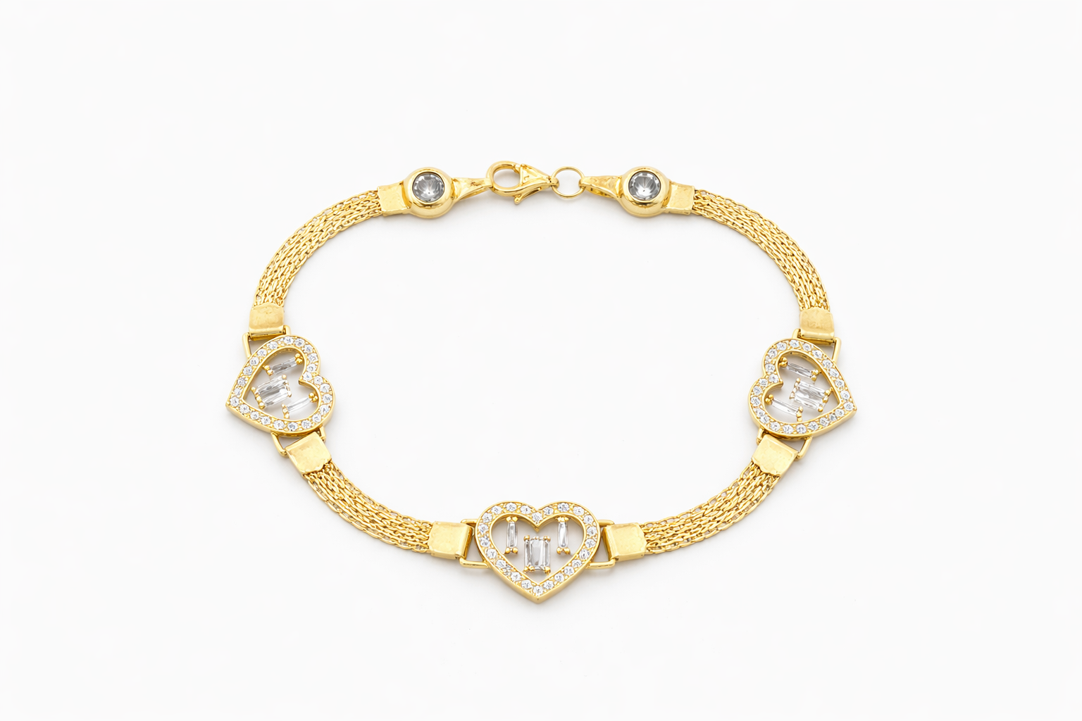10KT HEART BRACELET Size 7.5 INCHES 5MM Weigth 5 GR