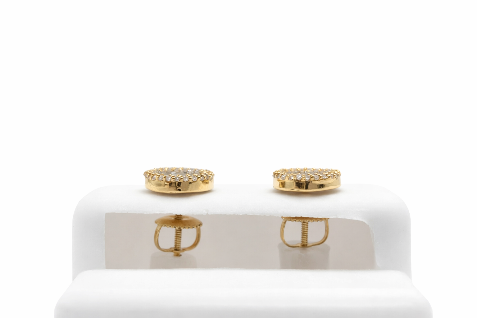 14KT DELICATE ROUND NATURAL DIAMOND EARRINGS