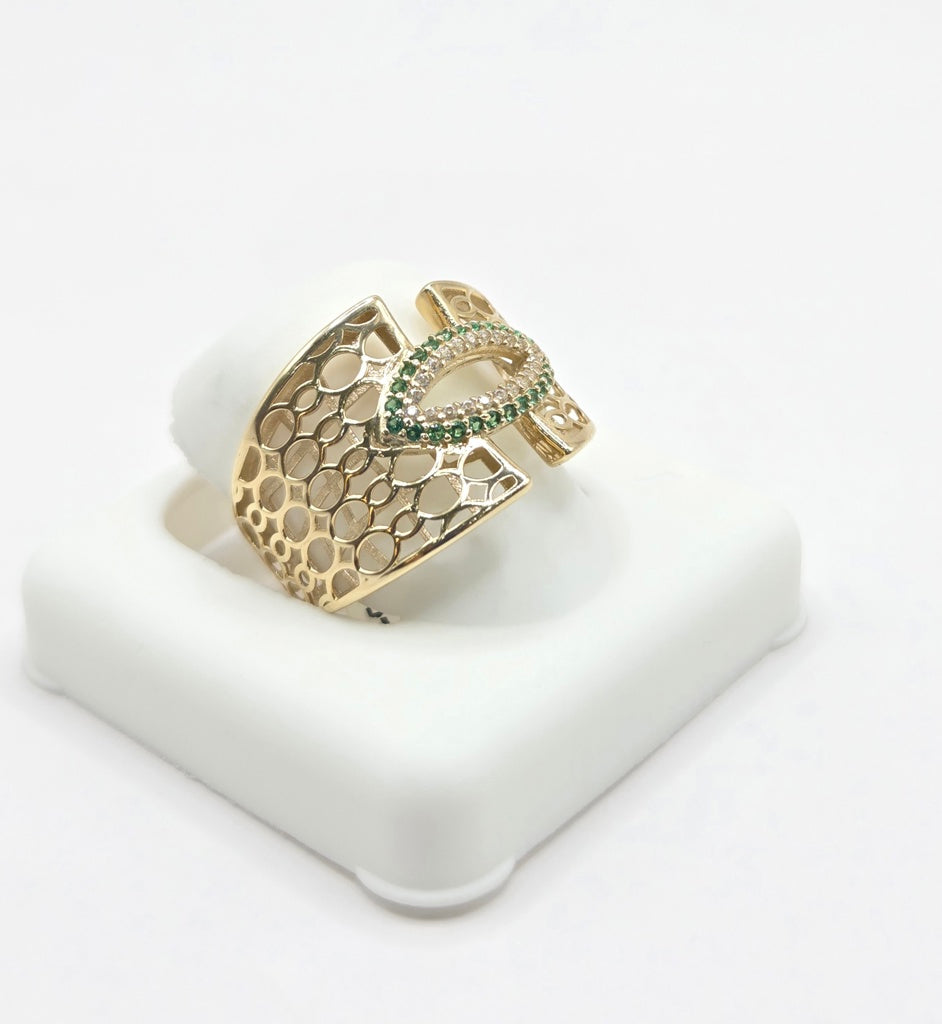 10KT FANCY OAVLS SILHOUETTES BACK DESIGN OVAL DETAIL CENTER RING Size 7-7.5-8 Weigth 2.55GR