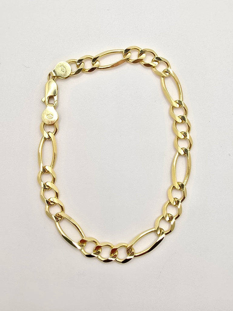 10KT FIGARO BRACELET  Size 9INCH 7MM Weight 11.3GR