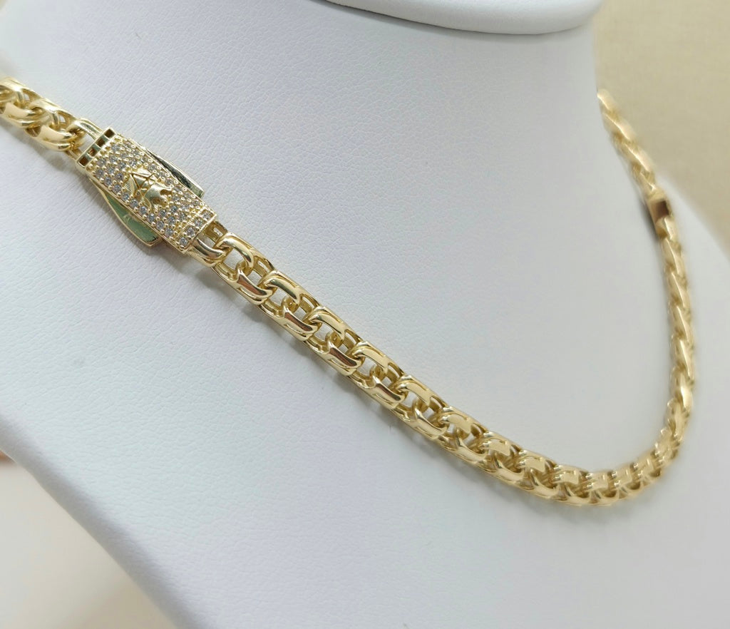 10KT CHINO LINK CZ SMALL HEARTS NECKLACE  Size 16INCH 5MM Weight 21GR