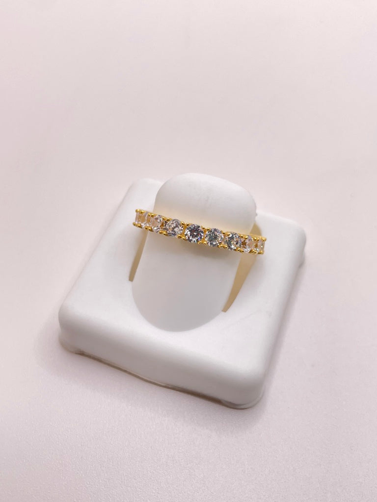 14KT FANCY WHITE STONES RING Size 7 Weight 3.08GR