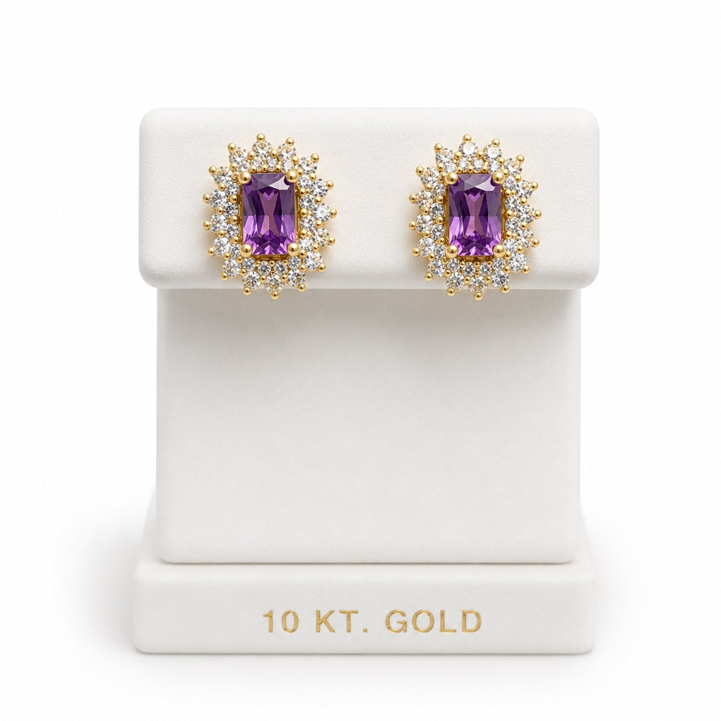 10KT PURPLE STONE EARRINGS Size