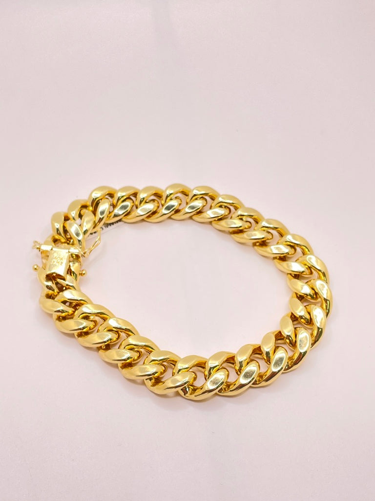 10KT HOLLOW MIAMI CUBAN BRACELET Size 9INCH 13MM Weight 36.6GR