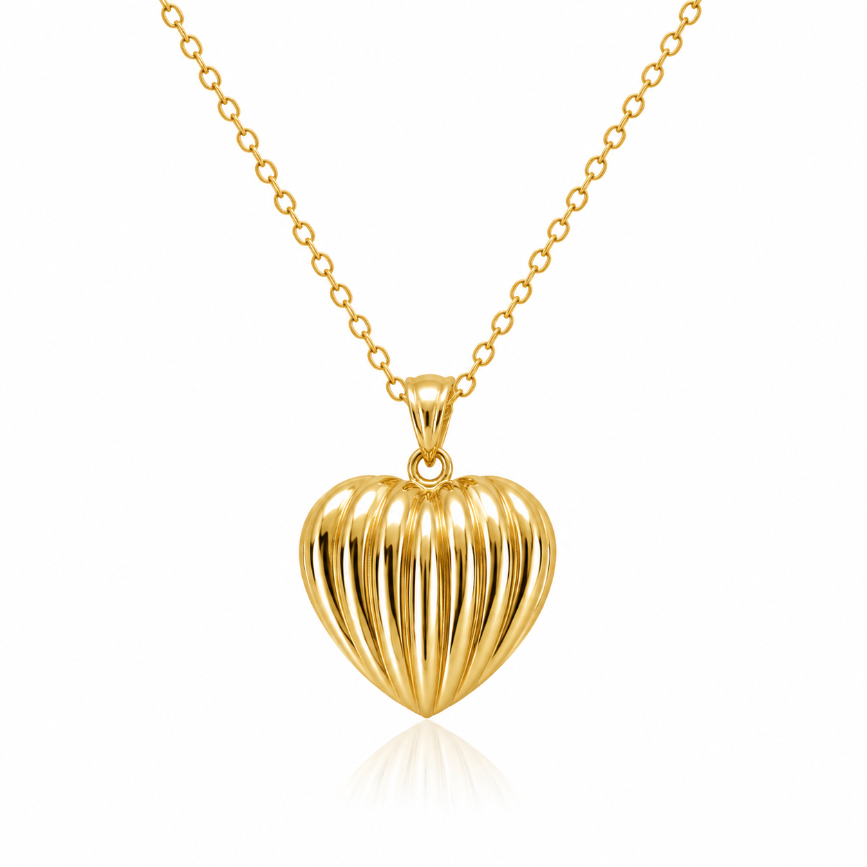 14KT RIBBED DESIGN HEART PENDANT  Weigth 1.5GR