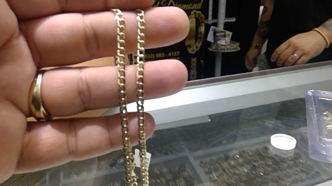 10KT SEMISOLID CUBAN CURB FLAT CHAIN Size 22INCH 3.5MM Weigth 4.1GR