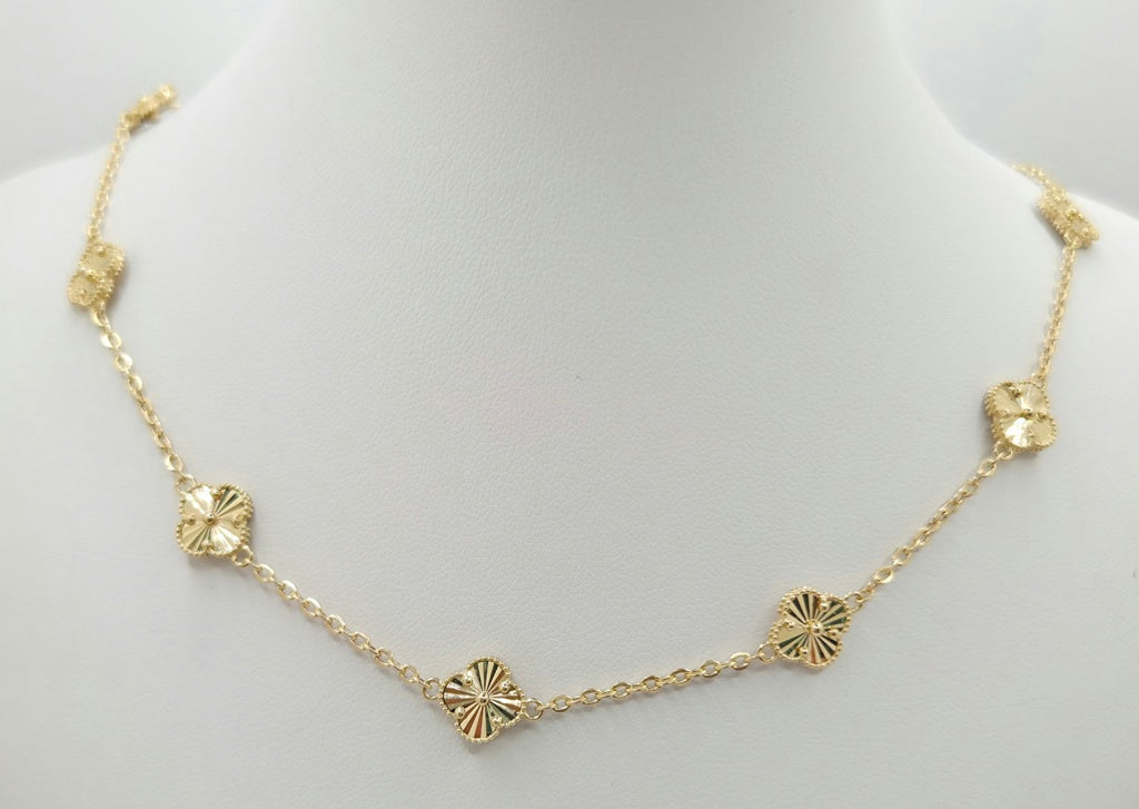 14KT SMALL GOLDEN CLOVER CHAIN Size 16INCH Weight 8.9GR