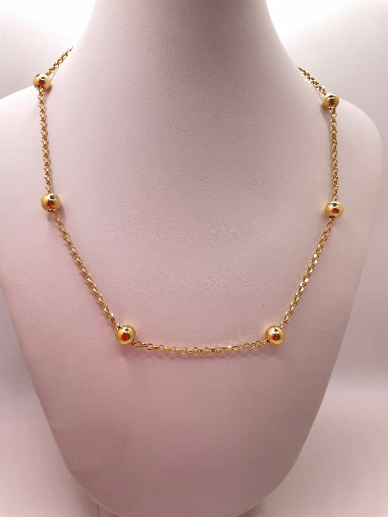 14KT GOLDEN BALLS CHAIN Size 16INCH 6MM Weigth 5.8GR