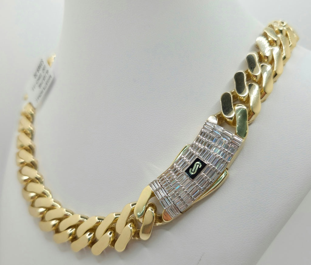 10KT CERTIFIED MONACO CHAIN BAGUETTE CLOSURE Size 22INCH 13.5MM Weight 44.1GR