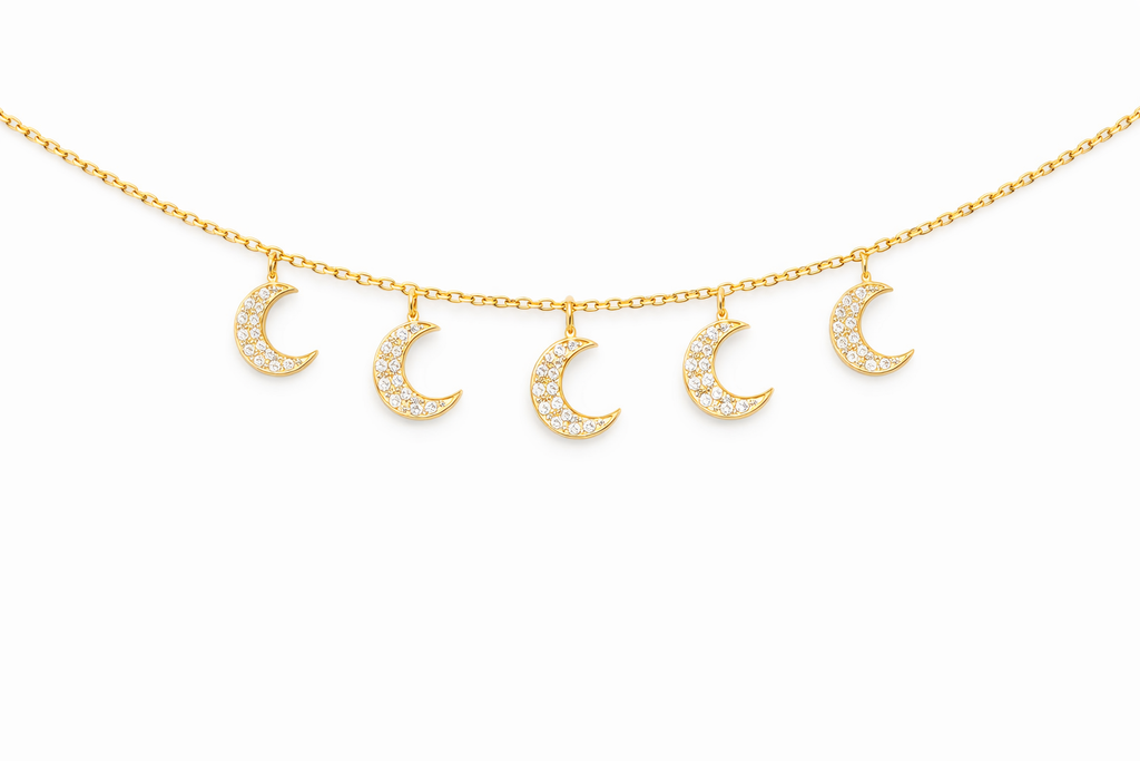 14KT YELLOW GOLD 5 MOON NATURAL DIAMOND BRACELET Size 7IN - 7.5IN Weigth 3.5GRS