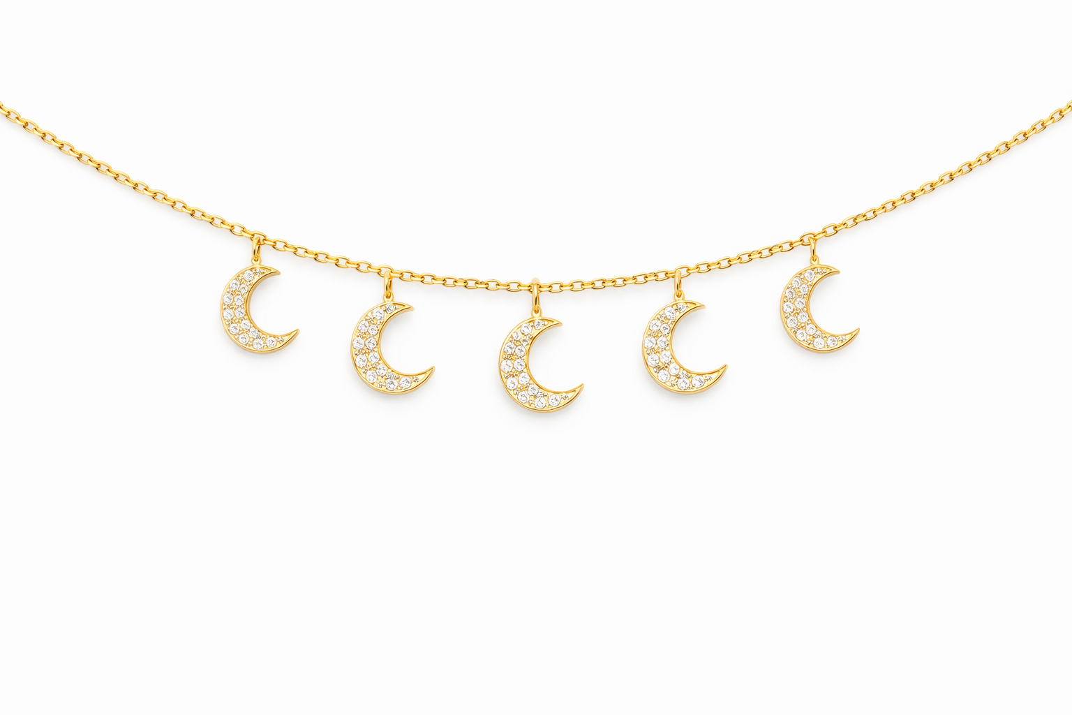 14KT YELLOW GOLD 5 MOON NATURAL DIAMOND BRACELET Size 7IN - 7.5IN Weigth 3.5GRS