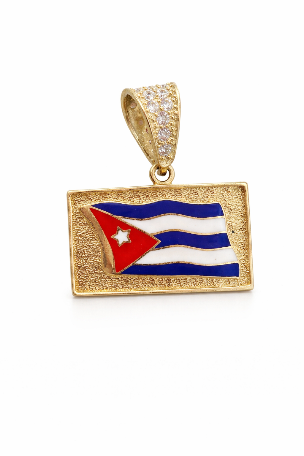 10KT SMALL RECTANGULAR CUBAN FLAG PENDANT Weight 2.4GR