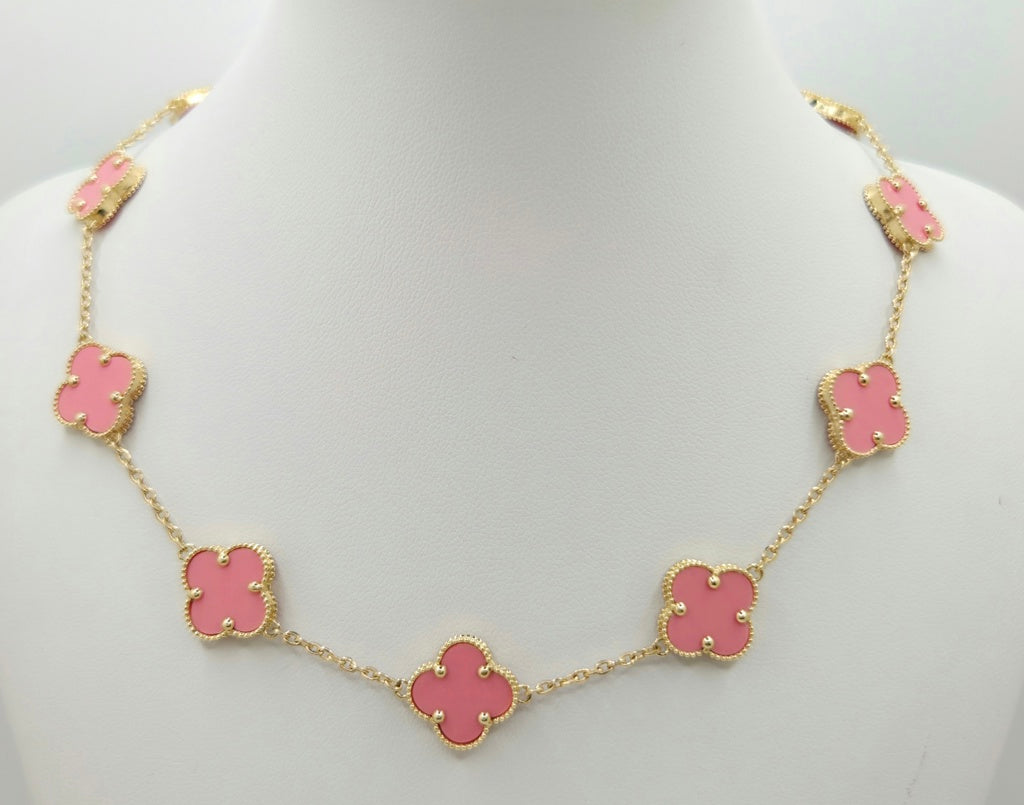 14KT MEDIUM PINK CLOVER CHAIN Size 18INCH MEDIUM Weight 9.3GR