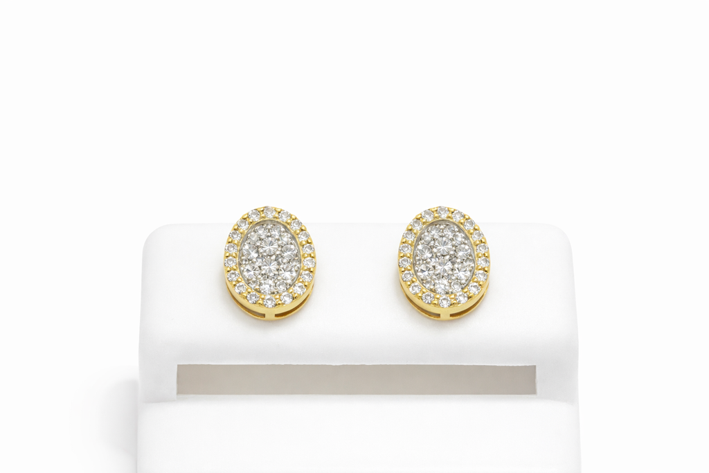 14KT DELICATE OVAL NATURAL DIAMOND EARRINGS