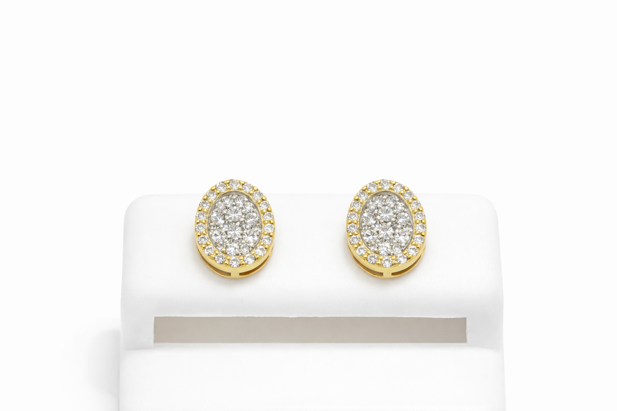 14KT DELICATE OVAL NATURAL DIAMOND EARRINGS