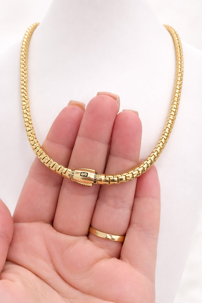 10KT CERTIFIED MONACO BOX CHAIN Size 20INC 4MM Weight 16.5GR
