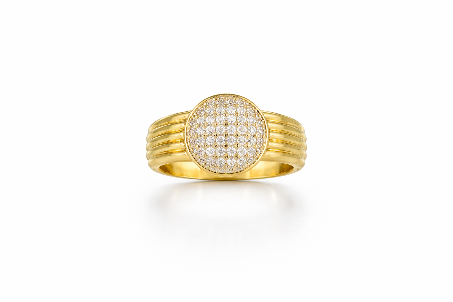 14KT CZ ROUND VINTAGE STYLE RING Size 7 & 8 Weight 2.8GR