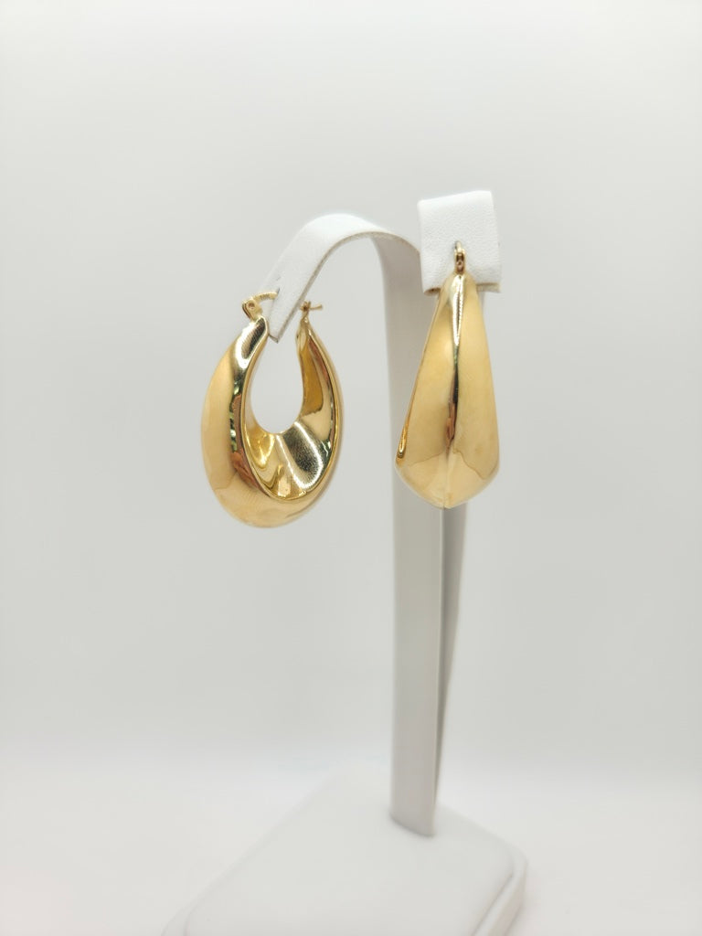 10KT SMALL MODERN TEARDROP HOOPS EARRINGS Weight 3.6GR