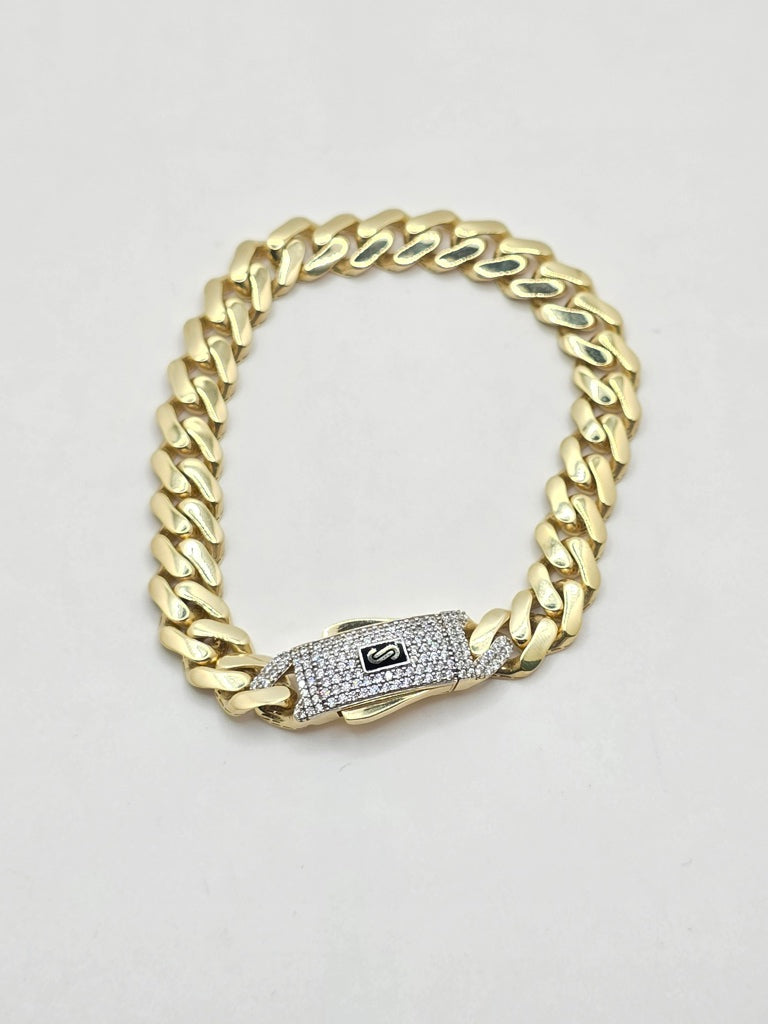 10KT CERTIFIED MONACO BRACELET CZ CLOSURE Size 7.5INCH 6.5MM Weight 6.6GR