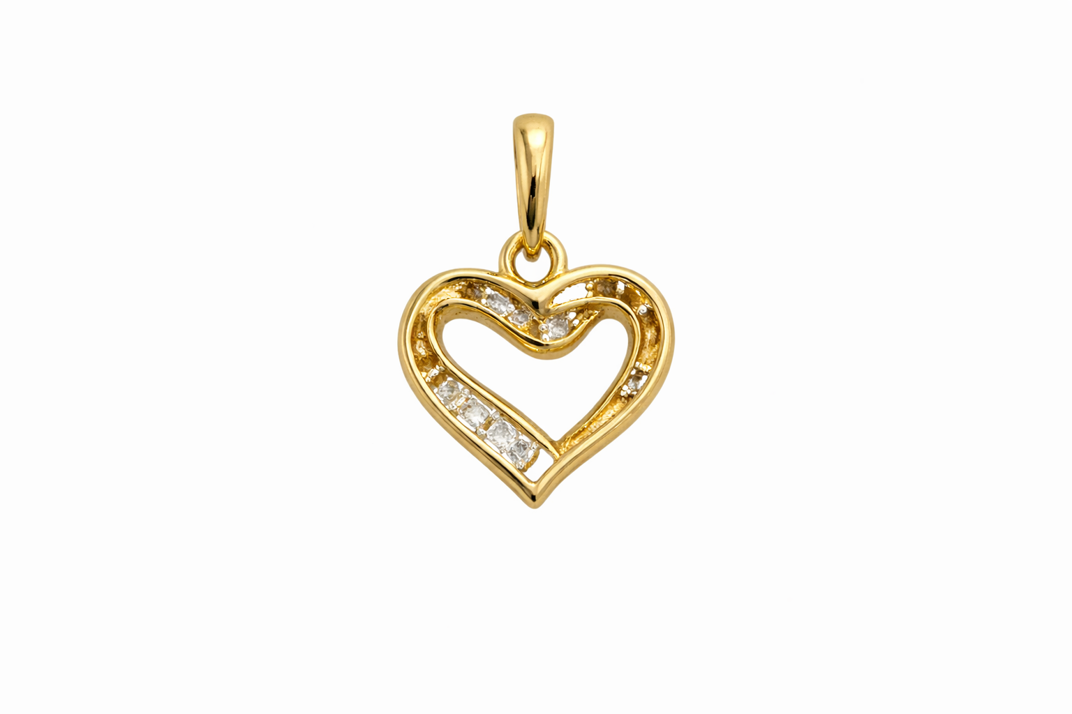 10KT DIAMOND HEART SILHOUETTE PENDANT Weigth 0.9GR