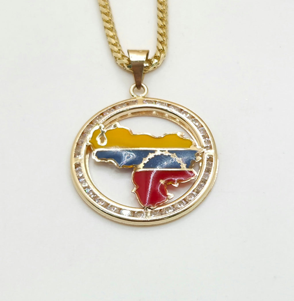 14KT CZ DETAIL VENEZUELA FLAG Weight 2.2GR