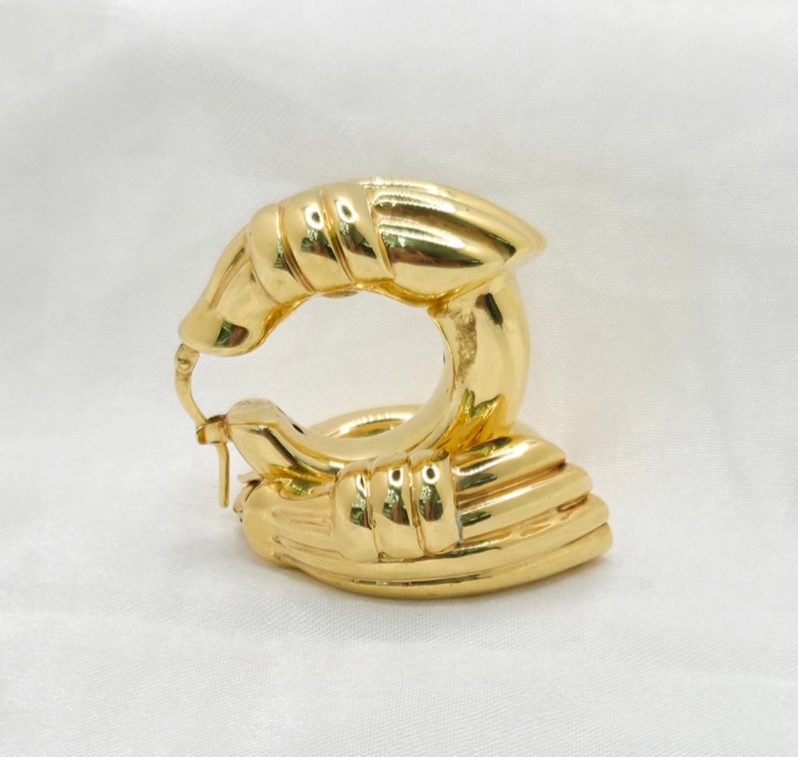 10KT MODERN ROMAN STYLE HOOPS EARRINGS Weight 6.6GR