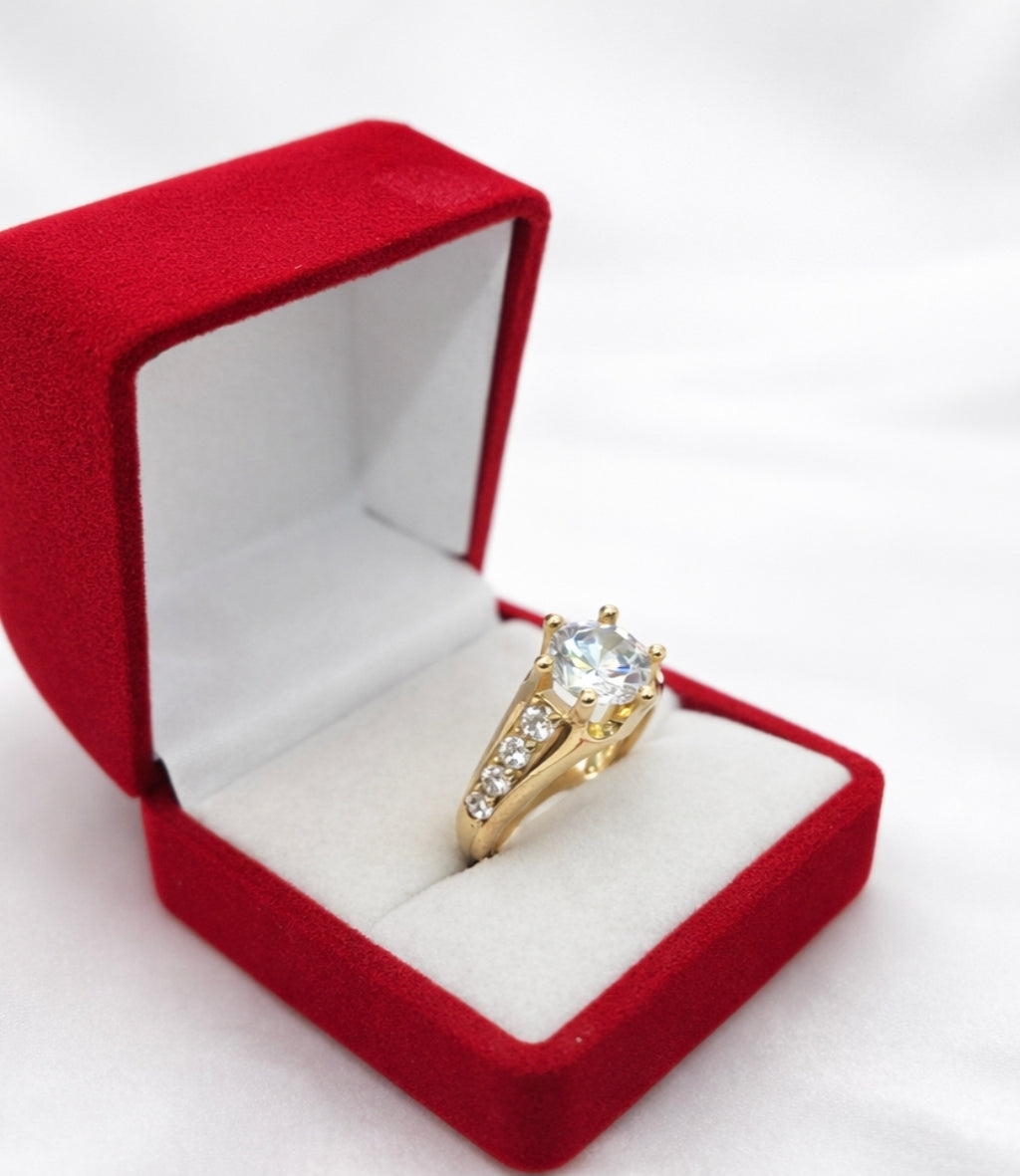 10KT CZ ELEGANT ROUND STONE PROMISE WOMAN'S RING Size 7 Weight 4.6GR