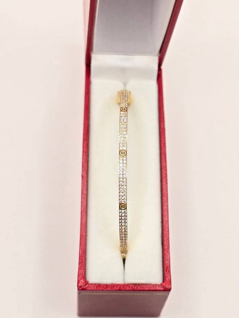 14KT YELLOW GOLD CARTI BANGLE WITH ZIRCONIA Size 3MM Weight 7.2GR