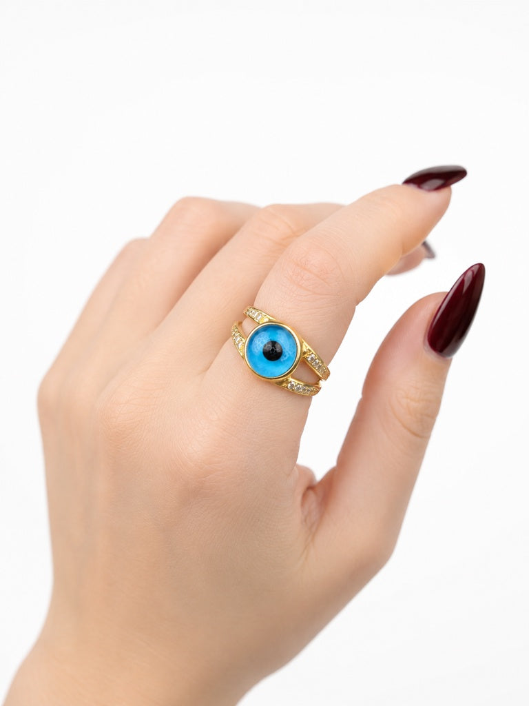 10KT ROUND EYE CENTER RING Size 7 Weigth 3.5GR