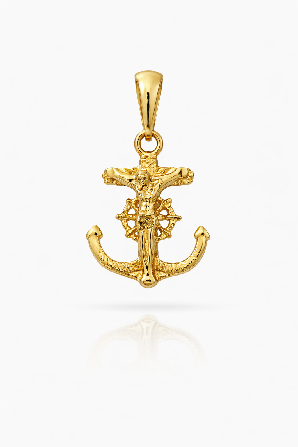 10KT EXTRA SMALL CHRIST ON ANCHOR PENDANT Size XS Weigth 0.9GR